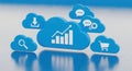 Digital cloud computing data analysis and business growth concept with technology icons Royalty Free Stock Photo