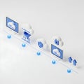 Digital cloud computing data flow with security and storage icons cloud data Royalty Free Stock Photo