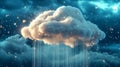Digital Cloud Computing Data Rain Abstract Technology Background web code bits cyber bytes server future Royalty Free Stock Photo
