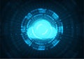 Digital cloud computing futuristic HUD. Internet automation online networking technology. Data storage website hosting server Royalty Free Stock Photo