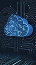 Digital cloud computing graphic showcases data storage with binary code Royalty Free Stock Photo
