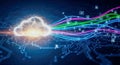 digital cloud computing icon connected lines technology network information storage server infrastructure big data communication Royalty Free Stock Photo