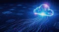 Digital cloud computing icon data storage information technology big data artificial intelligence cybersecurity network connection Royalty Free Stock Photo