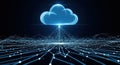 Digital cloud computing network data transfer futuristic technology connection concept glowing abstract background Royalty Free Stock Photo
