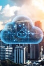 Digital Cloud Computing Network over Cityscape Good Resolution Stock Photo Royalty Free Stock Photo