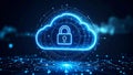 Digital cloud computing security concept with padlock icon, data protection Royalty Free Stock Photo