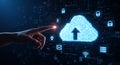 Digital cloud computing security and data upload interface Royalty Free Stock Photo