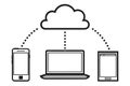 Digital Cloud Computing System. Cloud Computing Network Technology Royalty Free Stock Photo