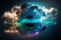 Digital cloud computing technology concept. generative ai Royalty Free Stock Photo