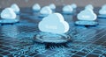Digital cloud computing technology futuristic network data storage abstract network technology concept Royalty Free Stock Photo
