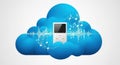 Digital cloud data storage connected to wireless network for secure information access and transfer Royalty Free Stock Photo