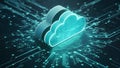 Digital Cloud Dataflow Network Illustration. Concept Cloud Computing, Data Flow, Network