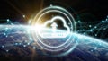 Digital cloud over planet Earth 3D rendering Royalty Free Stock Photo