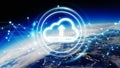 Digital cloud over planet Earth 3D rendering Royalty Free Stock Photo
