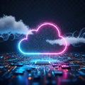 Digital cloud with glowing circuit board background glowing cloud technology Royalty Free Stock Photo