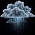 A digital cloud hovers against a dark background, filled with circuit patterns Royalty Free Stock Photo
