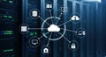 Cloud computing network connecting digital services and data Royalty Free Stock Photo