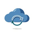 Digital cloud icon with circular arrows symbolizing data sync, refresh, and storage Royalty Free Stock Photo