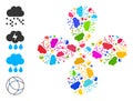 Digital Cloud Icon Colorful Curl Flower with 4 Petals Royalty Free Stock Photo