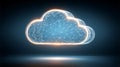 Digital cloud illuminated with network connections and glowing edges, data flow Royalty Free Stock Photo
