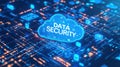 Digital cloud representing data security with interconnected elements and glowing blue tones over a technological Royalty Free Stock Photo