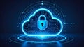 Digital cloud security concept with padlock, data protection and network connection. Royalty Free Stock Photo