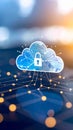 Digital Cloud Security Illustration with Network Connections and Data Protection Concept Royalty Free Stock Photo