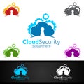 Digital Cloud Security Logo for Network, Internet , Hosting or Backup Server