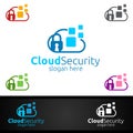 Digital Cloud Security Logo for Network, Internet , Hosting or Backup Server