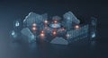 Digital Cloud Security Network with Central Processor and Data Icons Royalty Free Stock Photo