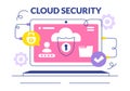 Digital Cloud Security Vector Illustration Featuring Safety and Data Protection for Networks, Internet, Hosting, and Backup Royalty Free Stock Photo