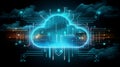Digital cloud storage technology concept with AI integration and futuristic graphics Royalty Free Stock Photo