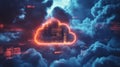 Digital Cloud Technology Concept with Abstract Cloud Design Royalty Free Stock Photo