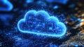 Digital cloud technology with glowing effects on a circuit board background Generative AI Royalty Free Stock Photo