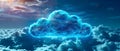 Digital Cloudscape: The Essence of Modern Data Storage. Concept Cloud Computing, Data Security,
