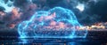 Digital Cloudscape: Global Data Sync in a Virtual World. Concept Technology, Data Sync, Cloud
