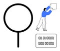 Digital Code Analysis Concept with Magnifying Glass and Binary Code Elements Royalty Free Stock Photo