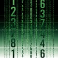 Digital code art composed of green vertical columns of numbers Royalty Free Stock Photo