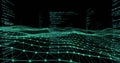 Digital code flowing over network grid, illustrating futuristic technology interface Royalty Free Stock Photo