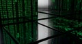 Digital code stream, binary data, technology background, abstract green matrix Royalty Free Stock Photo