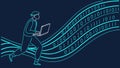 Digital Coder: Person Working on Laptop with Binary Code Matrix, vector design Generative AI Royalty Free Stock Photo