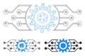 Digital Cog Vector Mesh Wire Frame Model and Triangle Mosaic Icon Royalty Free Stock Photo