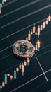 Digital Coin Placed on Chart Displaying Cryptocurrency Trading Data Finance Concept Dark Background Royalty Free Stock Photo