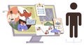 Digital Collaboration and Networking on Screen with Team Discussions and Workflow Visualized Royalty Free Stock Photo