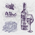 Digital color detailed line art wine bottle