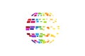 Digital Colorful Planet Pixel Circle Logo
