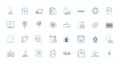 Digital Commerce linear icons set. E-commerce, Online shopping, Mobile payments, Cryptocurrency, Virtual storefront