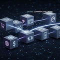 Digital Commerce Network Blocks and Data Flow Royalty Free Stock Photo