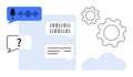 Digital Communication and AI Automation with Speech, Binary Codes, and Cloud Computing Elements Royalty Free Stock Photo
