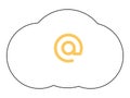 Cloud Computing Concept with a Yellow At Symbol Inside Outline of a Cloud Royalty Free Stock Photo